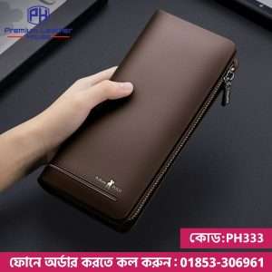 Code: PH333-Brown | William Polo Men's Long Style Cow Leather Wallet