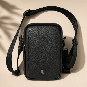 GL-5550 Black | Goyal Leather Retro Men’s Crossbody Bag – Top Layer Cowhide Multifunctional Shoulder, Crossbody & Waist Belt Bag